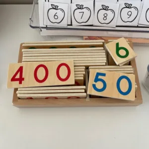 Wooden number cards for math learning received from customer M***e.