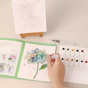 watercolour painting kit, watercolor travel kit, mini watercolor paint set