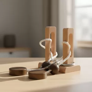 wooden brain teaser puzzle, wooden brain teaser, rope brain teaser